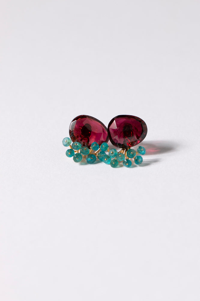 bohem fairy earrings garnet x dark apatite earrings & earrings/K10