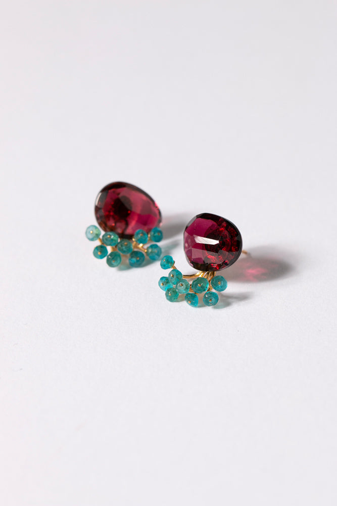bohem fairy earrings garnet x dark apatite earrings & earrings/K10