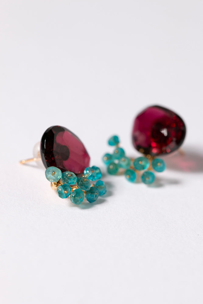bohem fairy earrings garnet x dark apatite earrings & earrings/K10