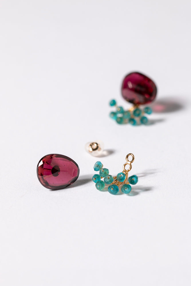 bohem fairy earrings garnet x dark apatite earrings & earrings/K10