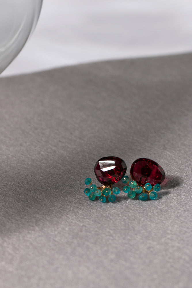 bohem fairy earrings garnet x dark apatite earrings & earrings/K10