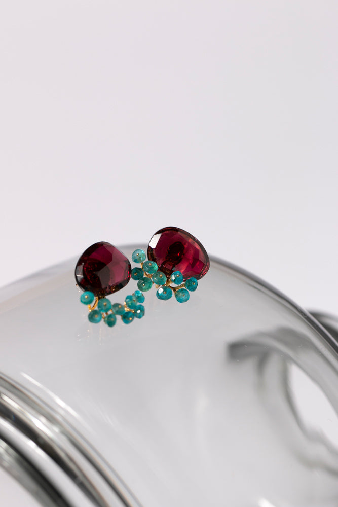 bohem fairy earrings garnet x dark apatite earrings & earrings/K10