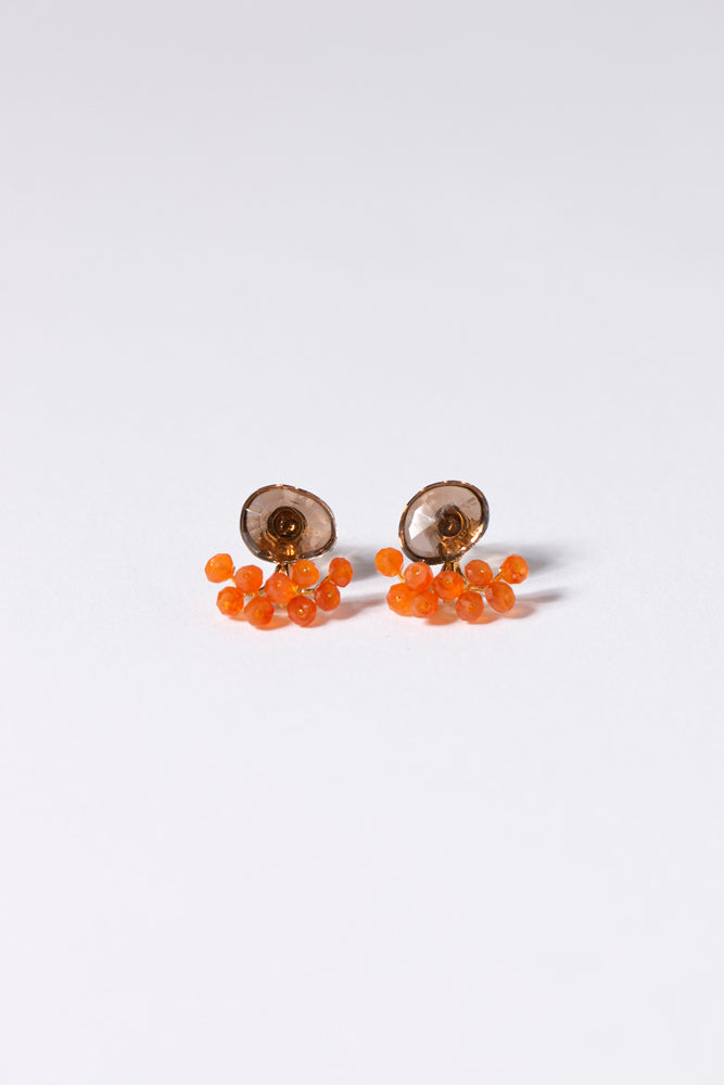 bohem Fairy Earrings smoky quartz*carnelian stud pierce