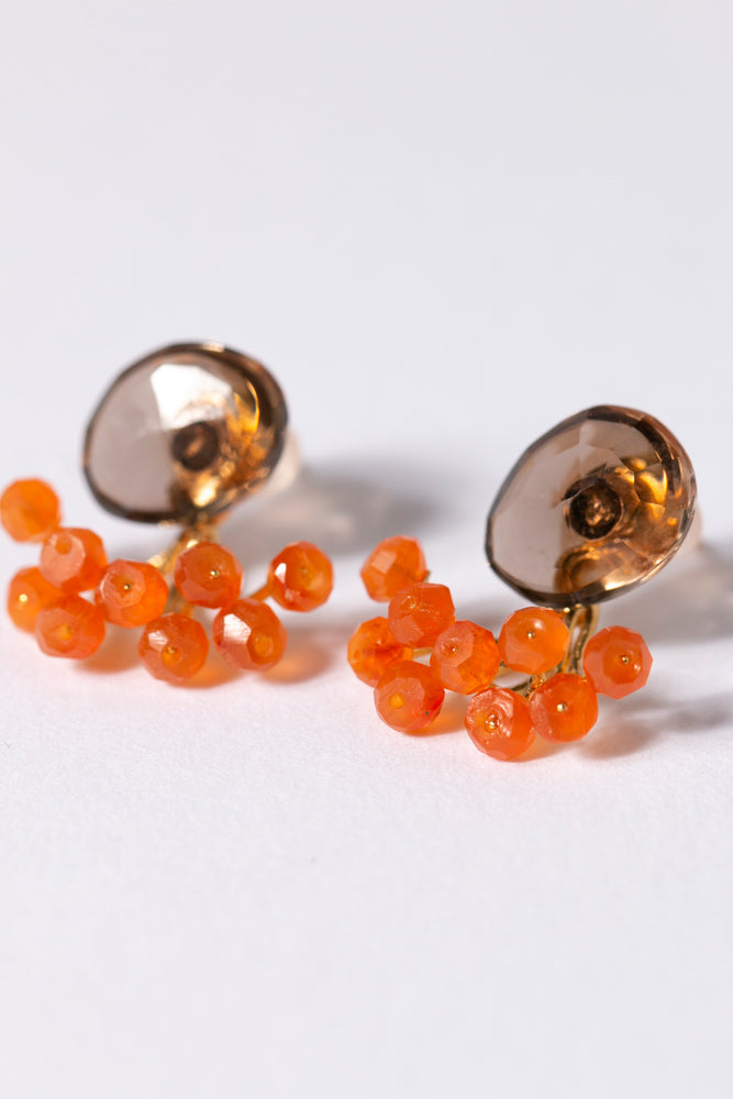 bohem Fairy Earrings smoky quartz*carnelian stud pierce