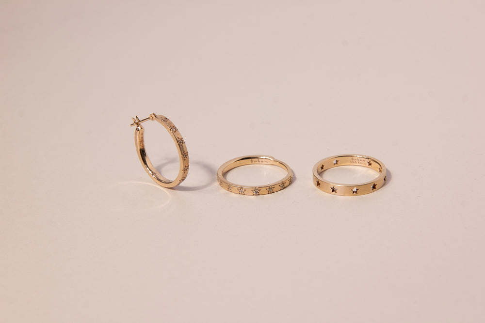 bohem Classic Star collection Star Hoop Earrings/K10