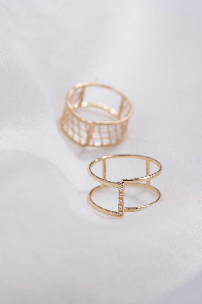 bohem,ボヘム,bohem アクセサリー,10金,リング,K10,bohem ジュエリー,メッシュ リング,ダブルリング