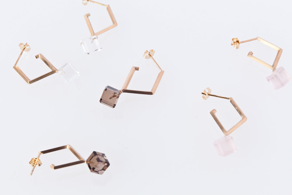 jaren Dia shaped earring rose quartz earrings/K10