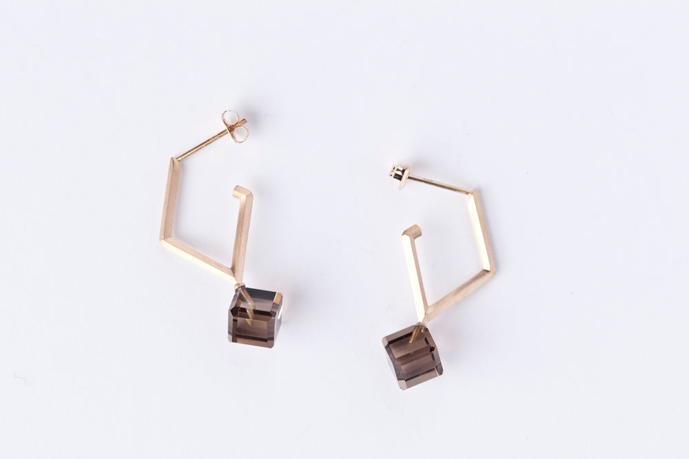 jaren Dia shaped earring smoky quartz Pierce/K10