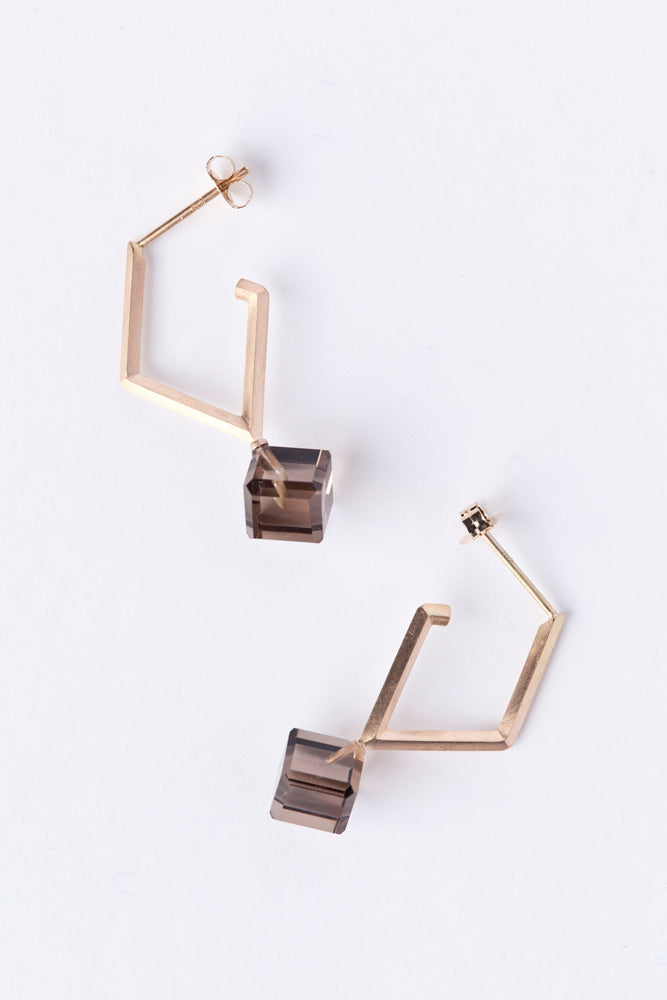 jaren Dia shaped earring smoky quartz Pierce/K10