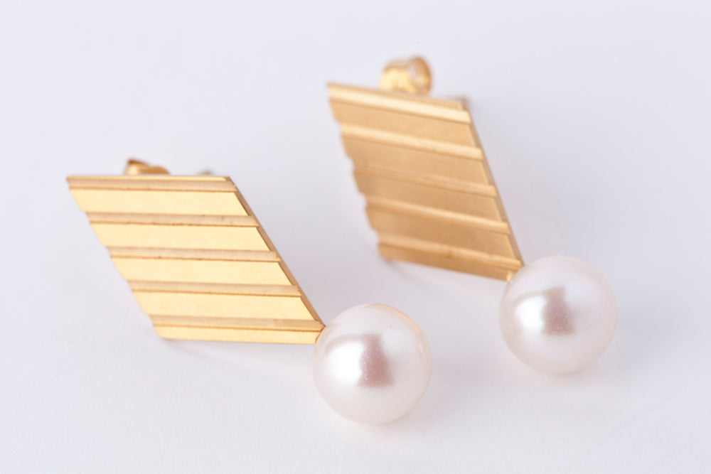 jaren Stripe dia shaped earrring A ピアス