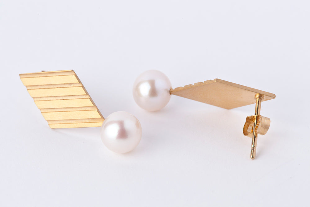 jaren Stripe dia shaped earrring A ピアス