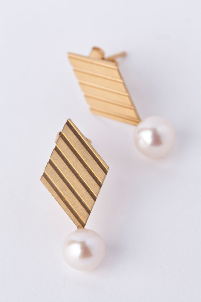 jaren Stripe dia shaped earrring A ピアス