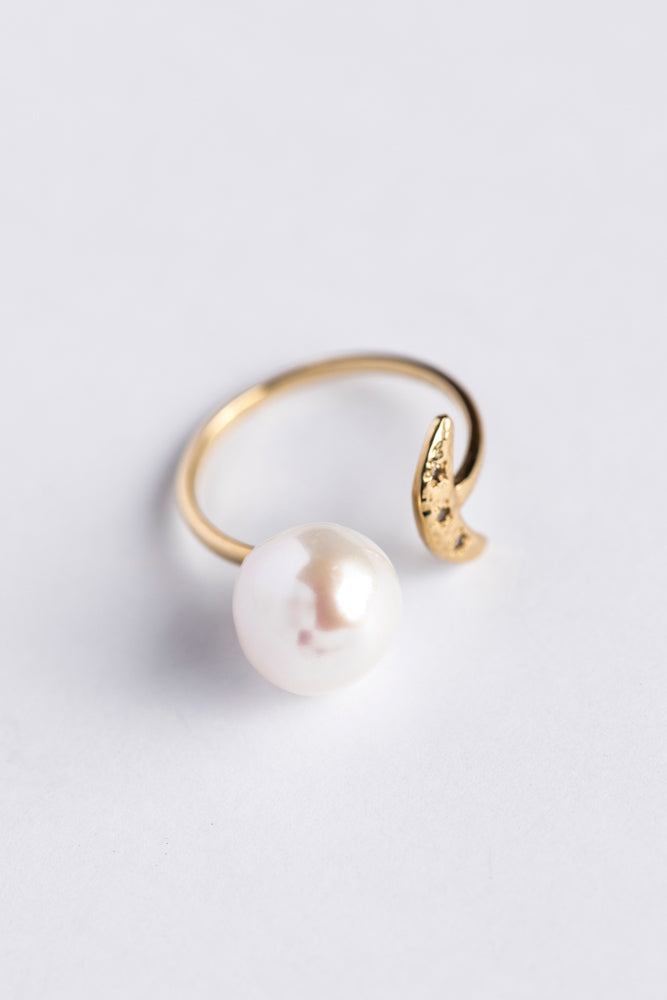 LiniE Serenity diamond & pearlRing Brown diamond & pearl ring/K10