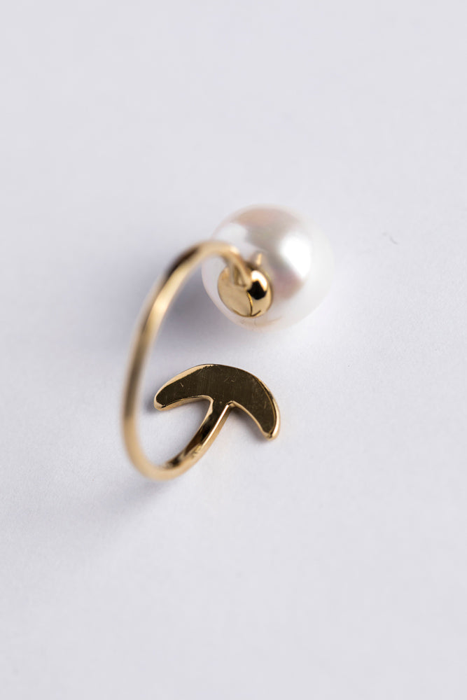 LiniE Serenity diamond & pearlRing Brown diamond & pearl ring/K10