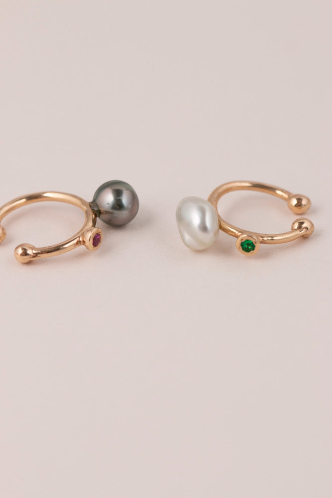 MINIMUMNUTS keshi pearl * ruby ear cuff ケシパールイヤカフ/K10