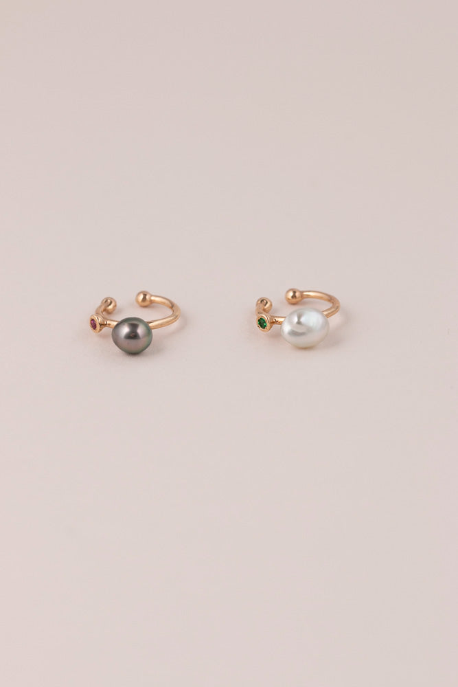 MINIMUMNUTS keshi pearl * ruby ear cuff ケシパールイヤカフ/K10