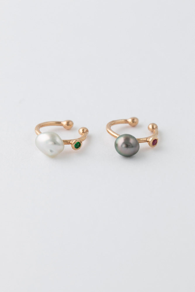 MINIMUMNUTS keshi pearl * ruby ear cuff ケシパールイヤカフ/K10