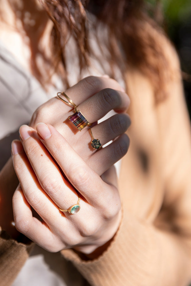MONAKA jewellery Colombia Emerald collet Ring エメラルドリング/K18