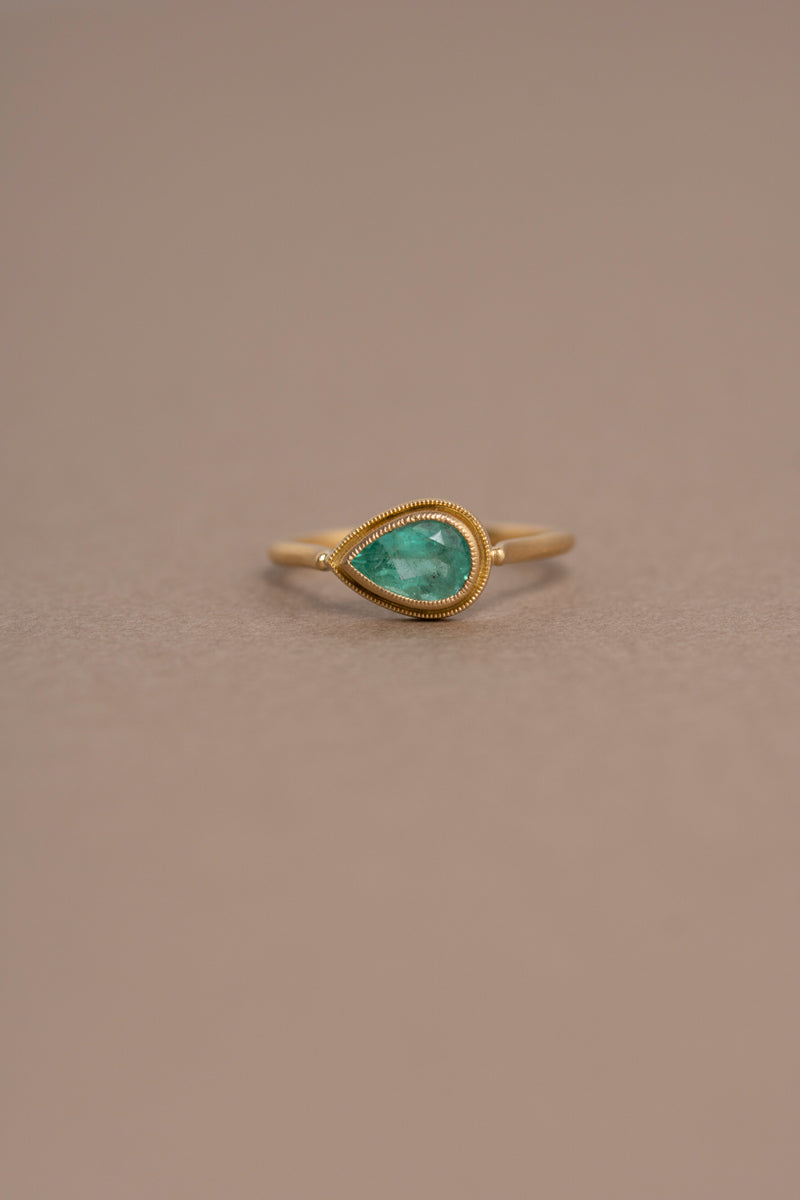 MONAKA jewellery Double Mill Pear-shaped Ring エメラルドリング/K18
