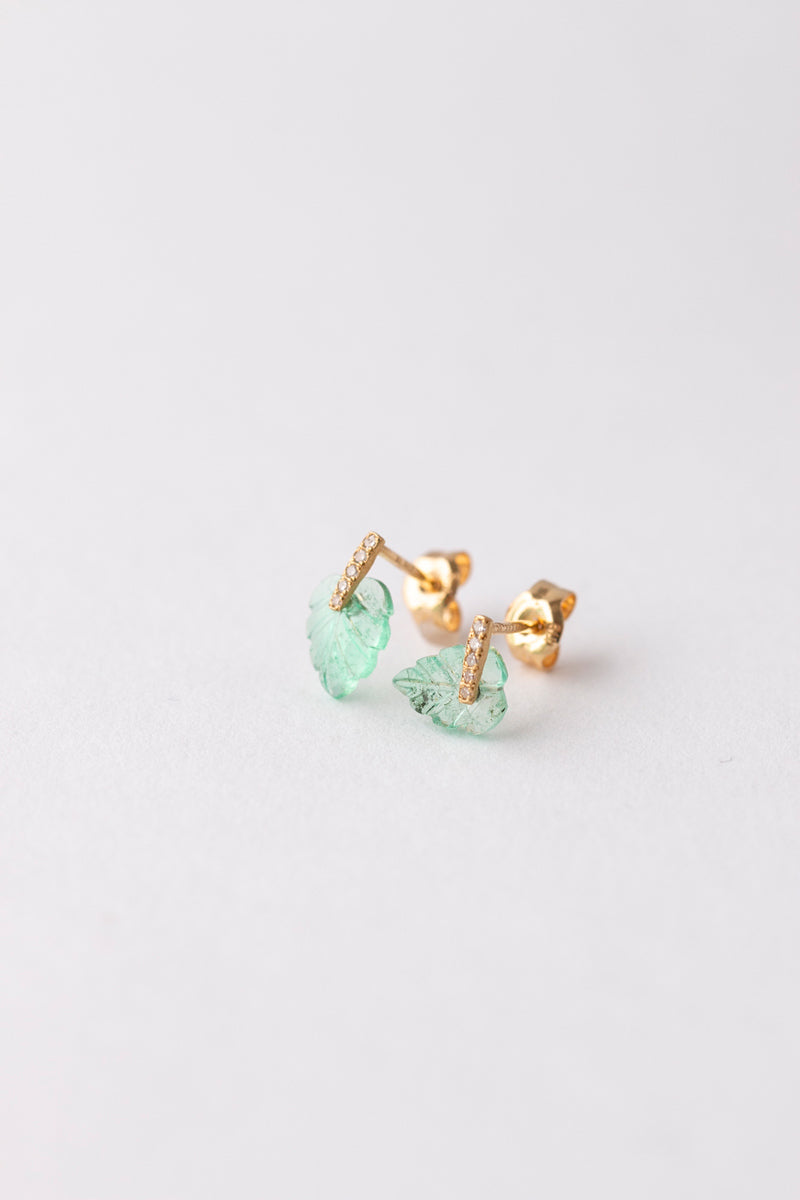 MONAKAjewellery Hibiki Emerald Leaf pierce エメラルドピアス/K18