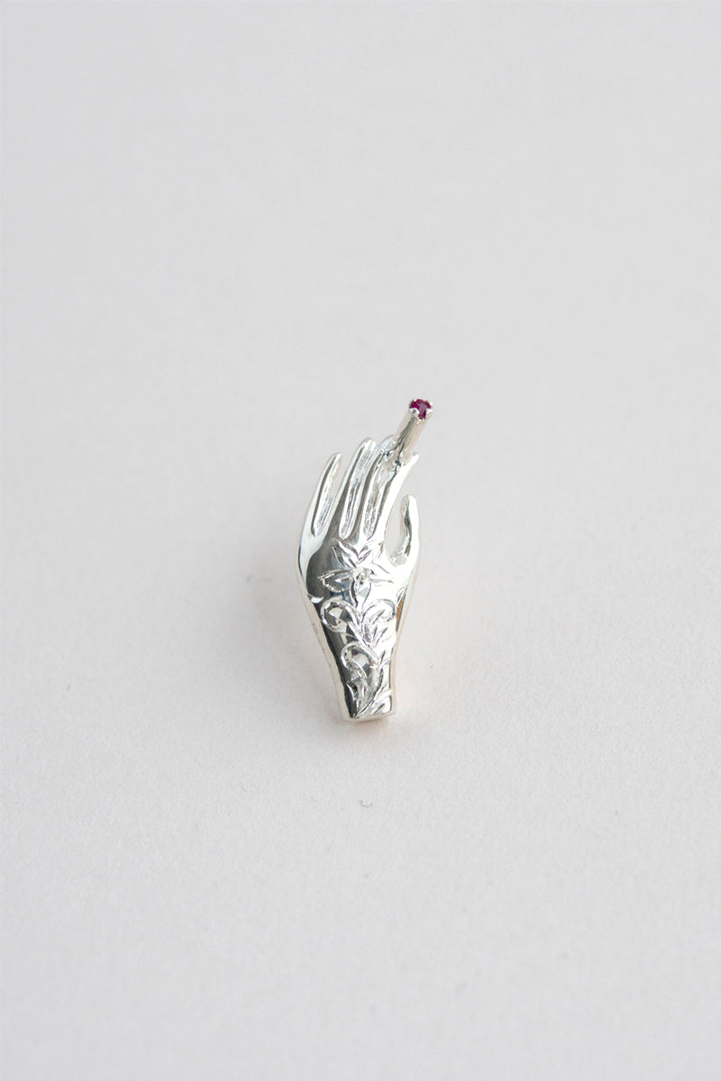 PALA FIGA Hand Pierce Ruby Tobacco Tattoo /Silver