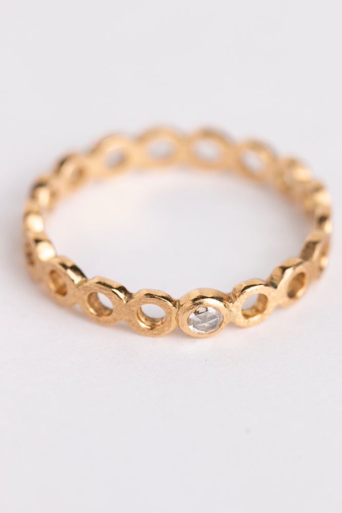Perche? Circle white diamond Ring リング1/K18
