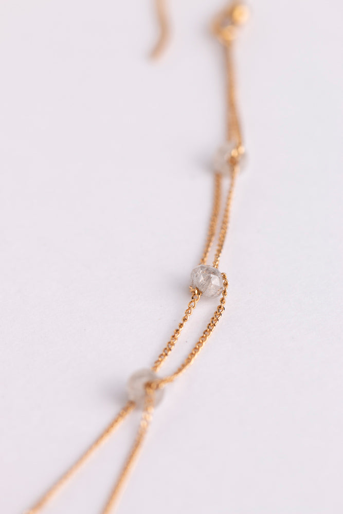 Perche? movable 3 natural diamond Pierce ダイヤモンドロングピアス/K18