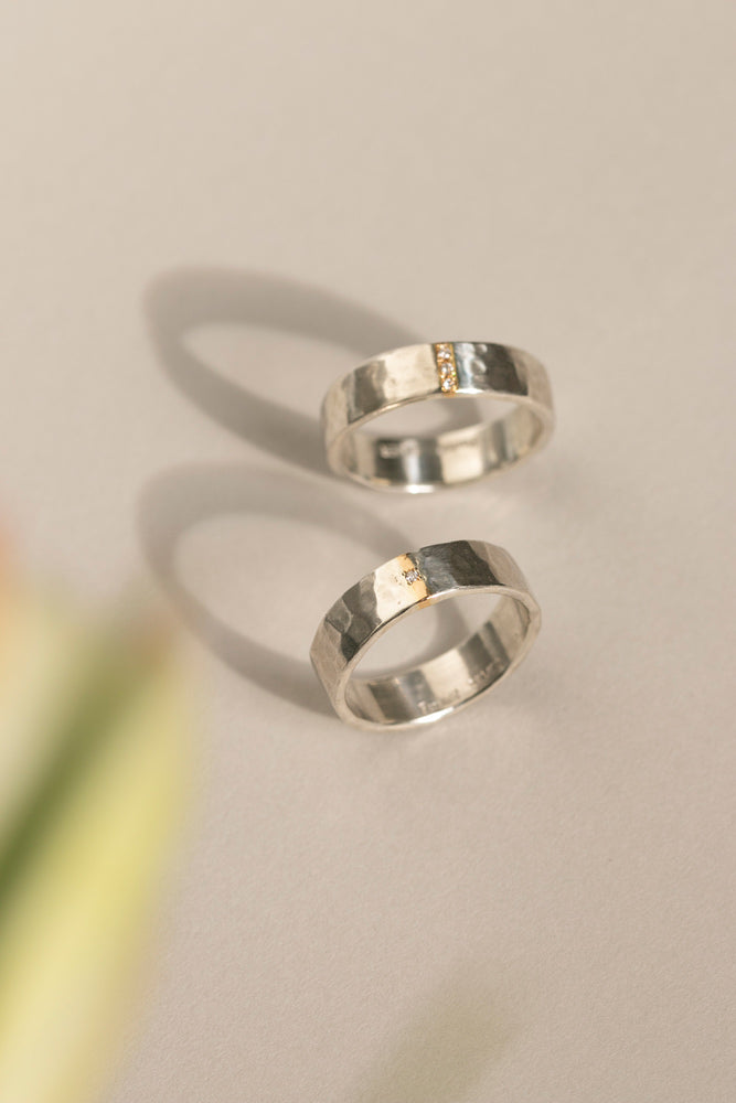 Perche? silver&gold 1diamond Ring Ring 2/K18&SV