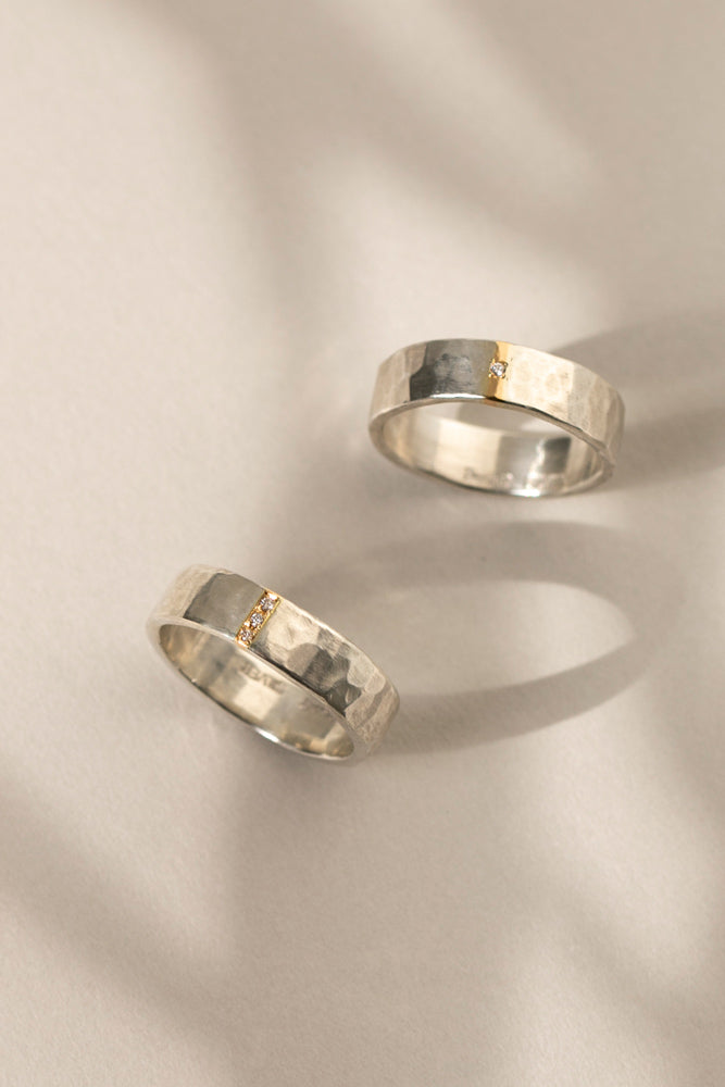 Perche? silver&gold 1diamond Ring Ring 2/K18&SV