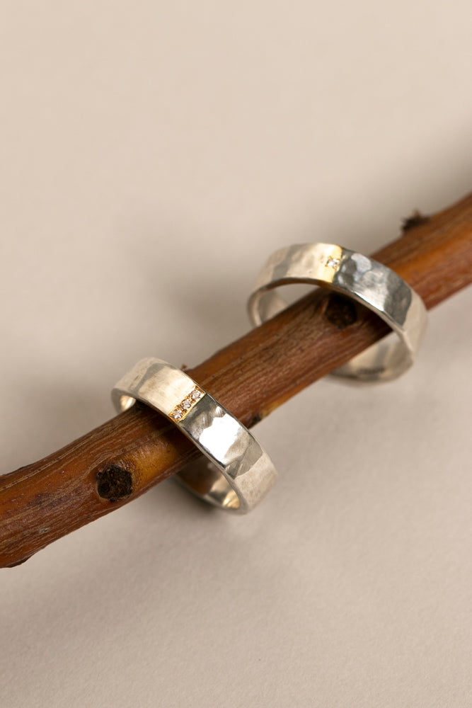 Perche? silver&gold 3diamond Ring リング2/K18&SV