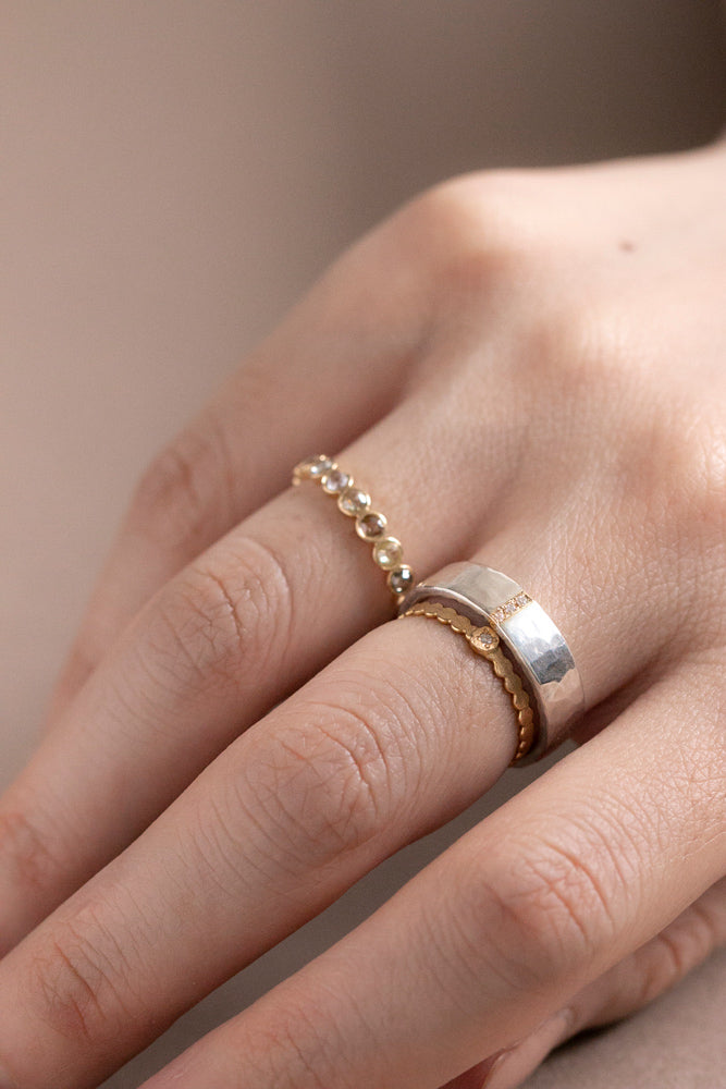 Perche? silver&gold 3diamond Ring リング2/K18&SV