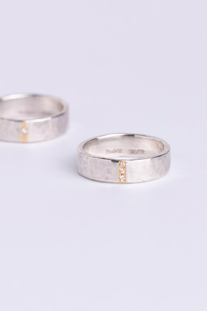 Perche? silver&gold 3diamond Ring リング2/K18&SV