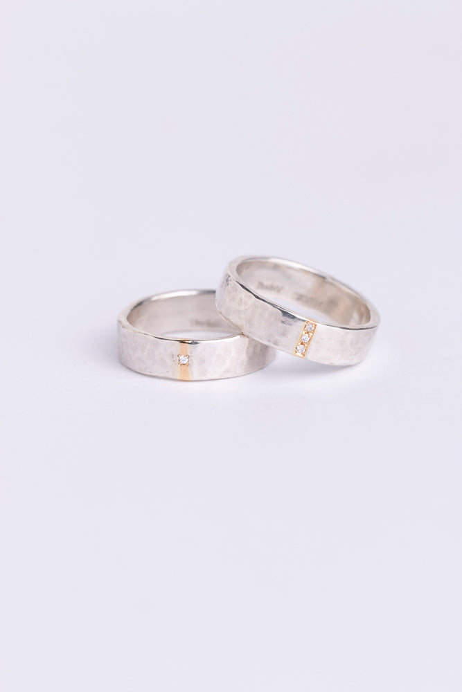 Perche? silver&gold 3diamond Ring リング2/K18&SV