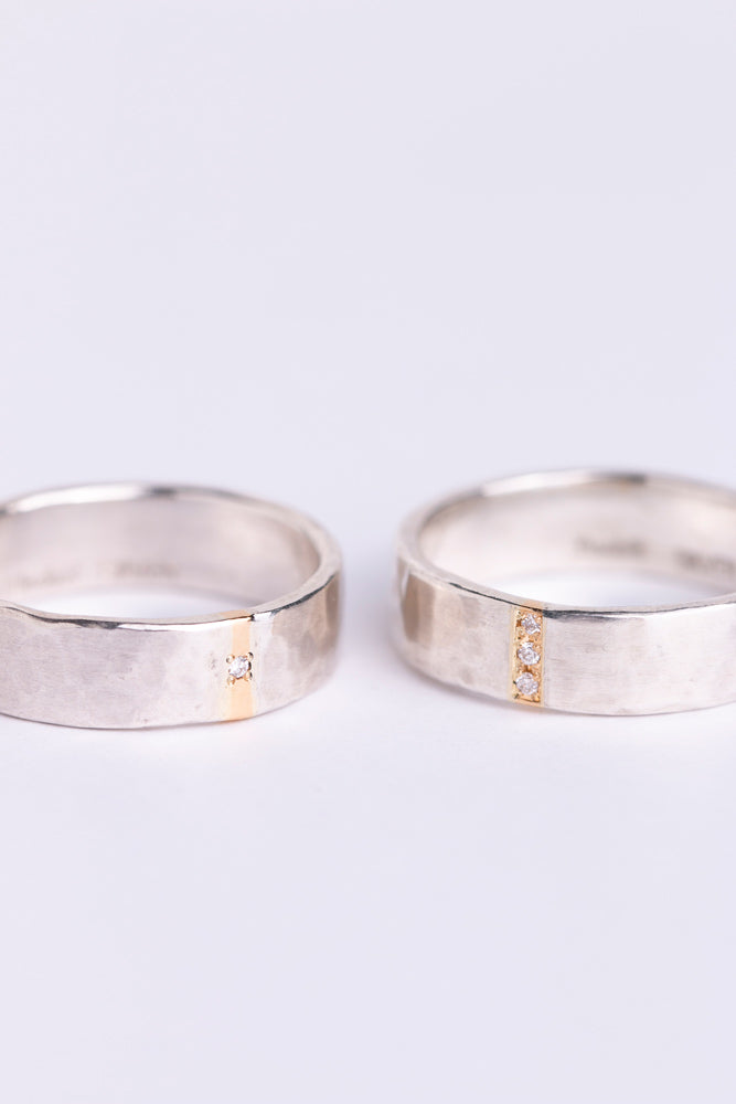 Perche? silver&gold 3diamond Ring リング2/K18&SV