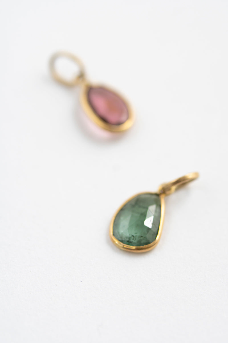 Perche? green tourmaline Top Tourmaline pendant top/K18