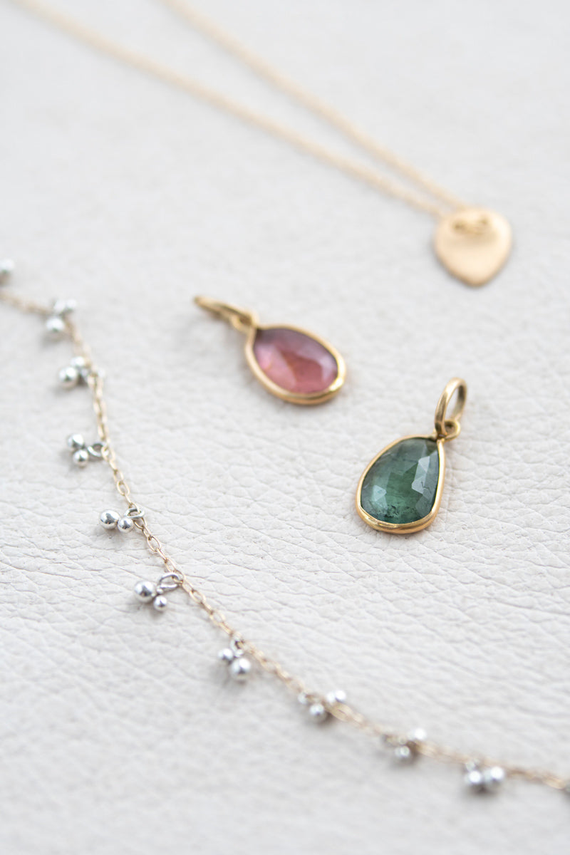 Perche? green tourmaline Top Tourmaline pendant top/K18