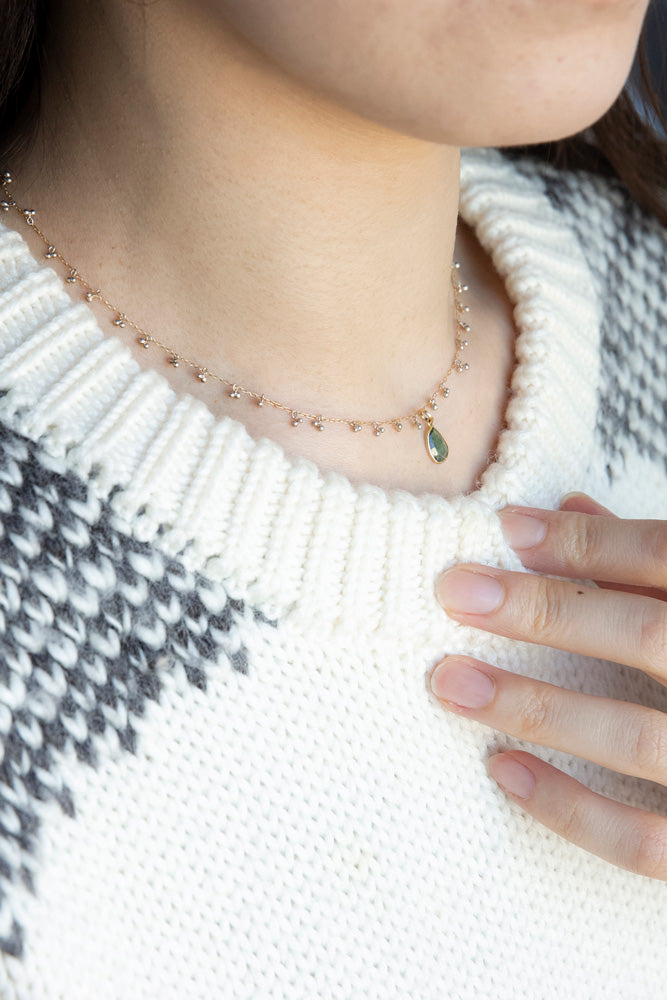 Perche? Green Tourmaline Charm Top /K18