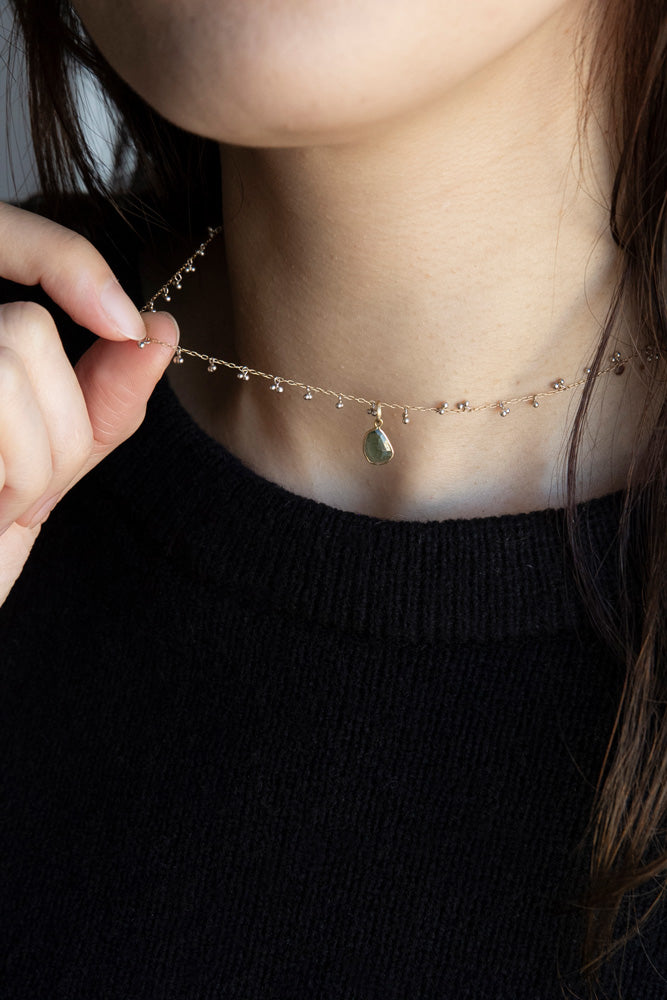 Perche? Green Tourmaline Charm Top /K18