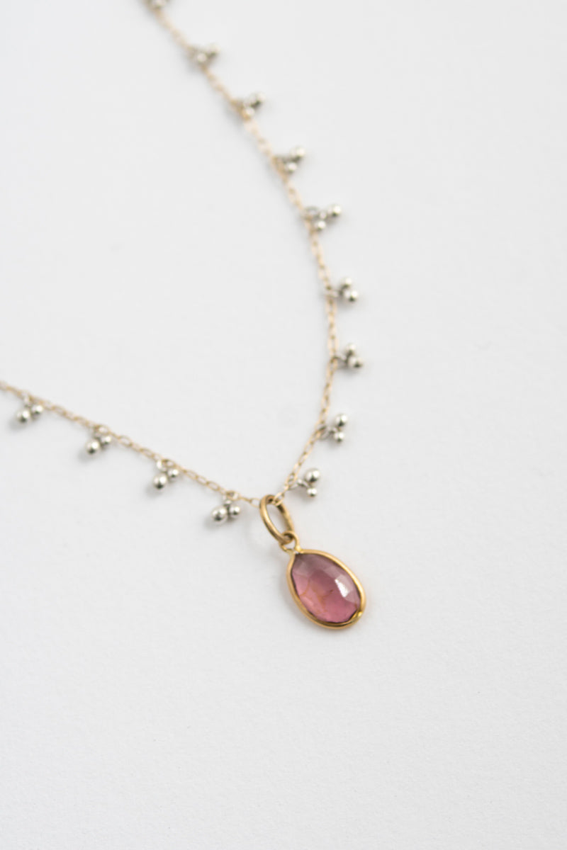 Perche? pink tourmaline Top Tourmaline pendant top/K18