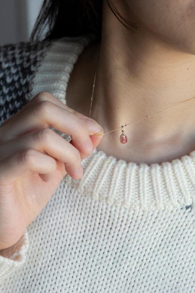 Perche? pink tourmaline Top Tourmaline pendant top/K18