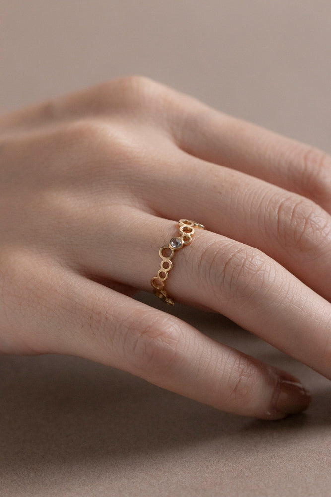 Perche? Rhythm circle white diamond Ring Ring/K18