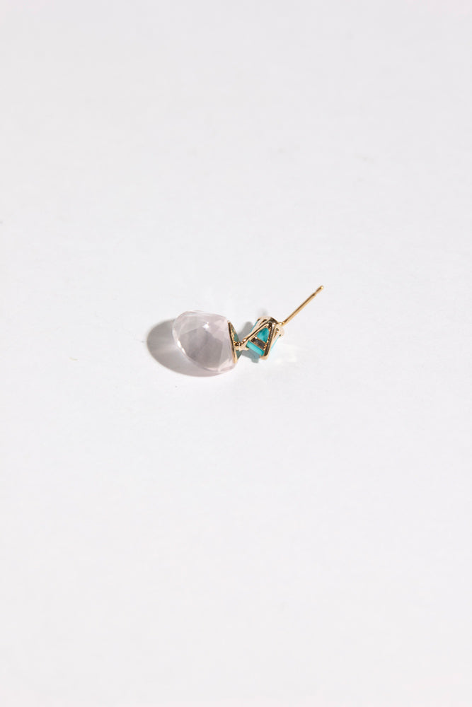 simmon 2 stone earrings rose quartz/K10