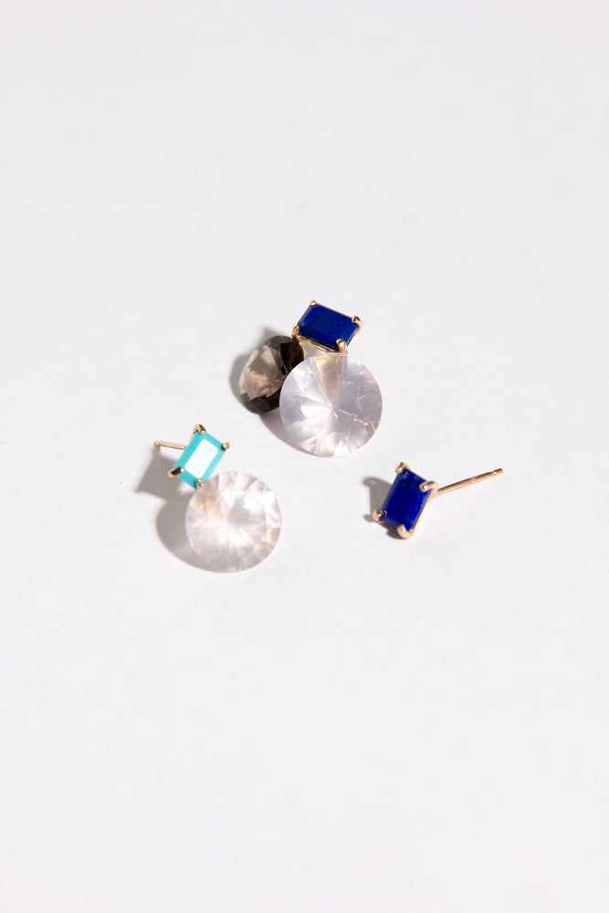 simmon 2 stone earrings rose quartz/K10