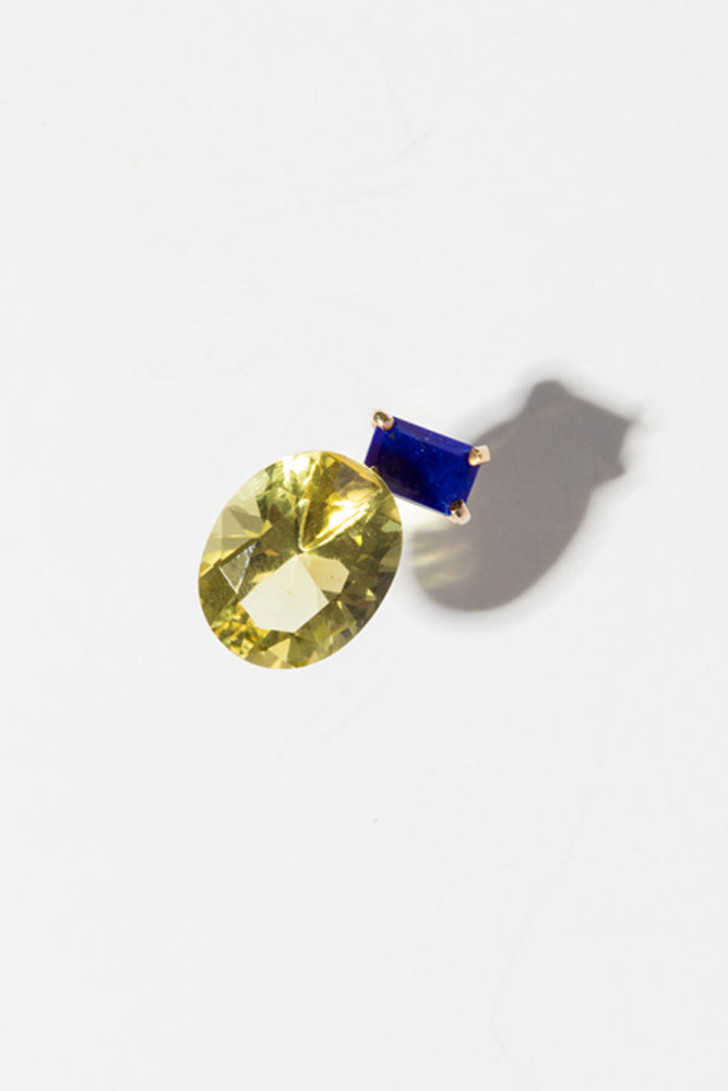 simmon 2 stone stud pierce Lemon quartz シモン レモンクォーツ 
