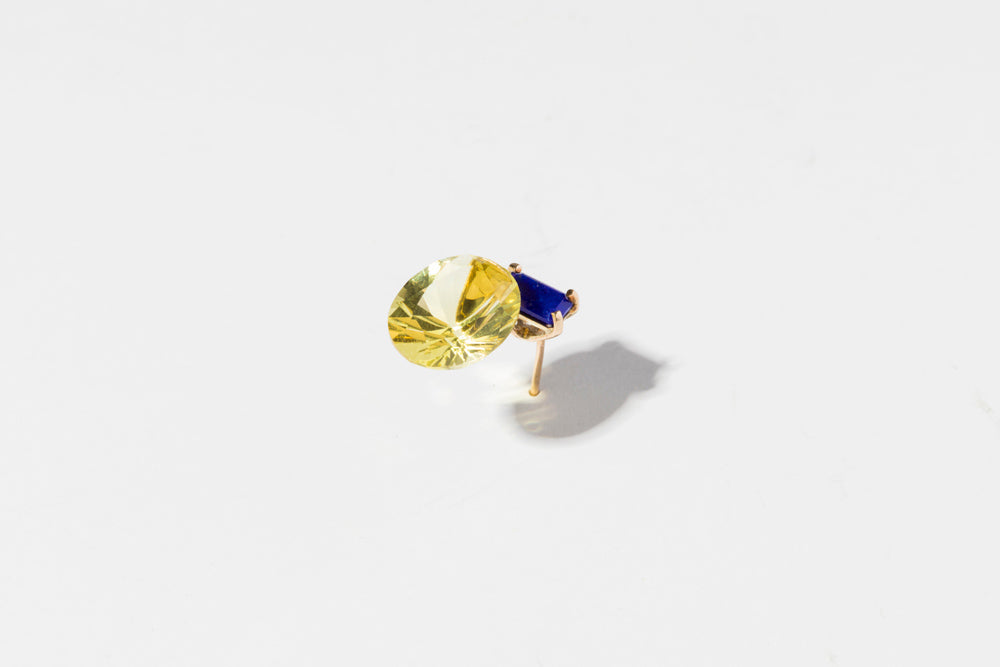 simmon 2 stone stud earrings Lemon quartz /K10