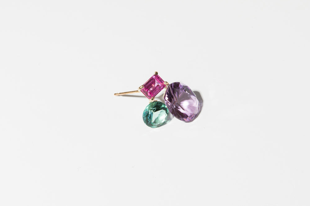 simmon 3 stone earrings amethyst/K10