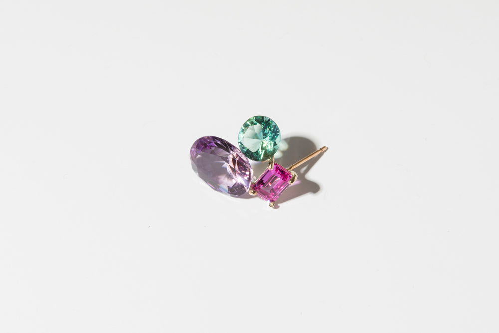 simmon 3 stone earrings amethyst/K10