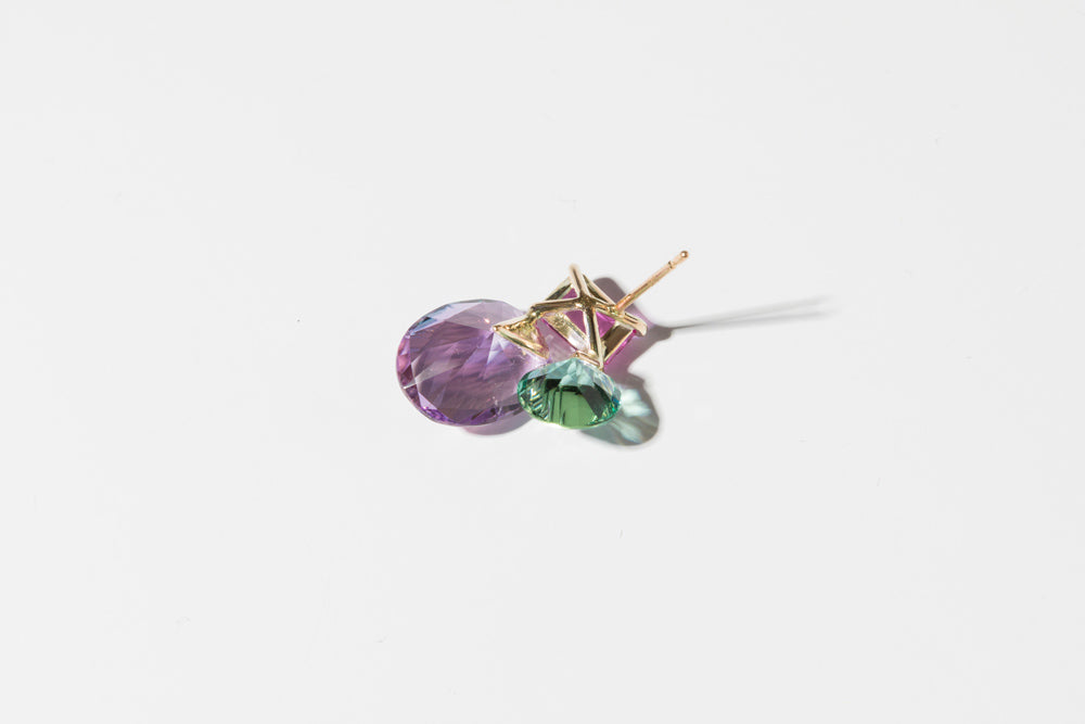 simmon 3 stone earrings amethyst/K10
