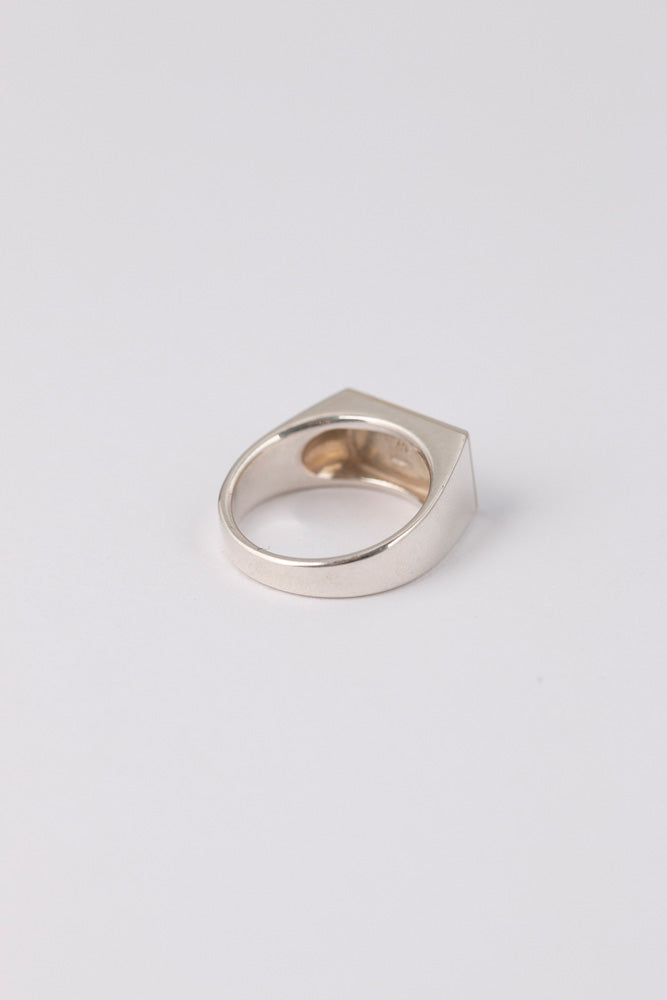 simmon SV & RECTANGLE SHELL SIGNET RING PINKY 白蝶貝リング /Silver