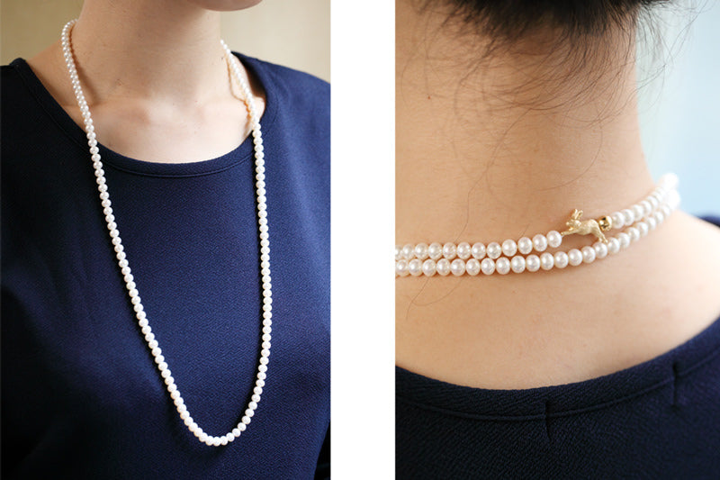 simmon bunny tail pearl necklace bunny tail long necklace